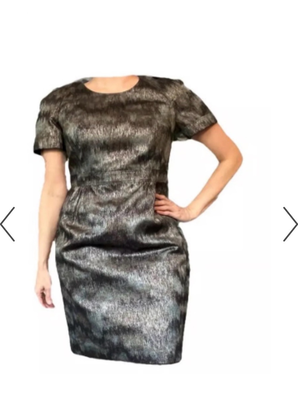 Burberry London Metallic Black Sheath Dress - Elegant Short Sleeve Evening Dress